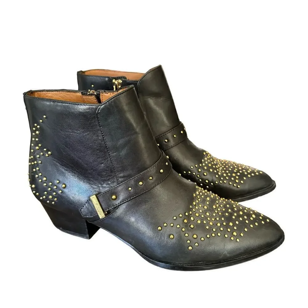 & OTHER STORIES Stud Ankle Boots Leather Black & Gold Size 41